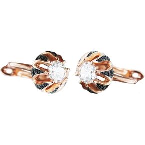 Women's Russian Real 925 Sterling Silver Rose Gold Plated Earring Earrings Diamonique CZ Best gifts for Women Girls