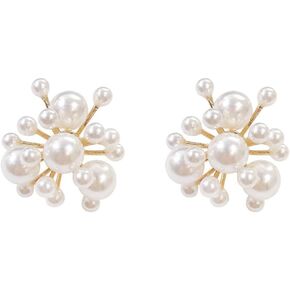 Fire Flower Pearl Earrings Cluster Pearl Drop Dangle Earrings Fashion Pearl Eardrop for Women Girl Elegant Jewelry