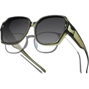 TINHAO Square Fit Over Glasses Sunglasses for Women, Polarized Sunglasses Wear Over Prescription Glasses UV Protection