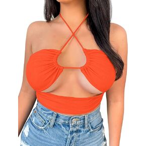 قميص قصير نسائي مثير متقاطع بأربطة من Mokoru بدون ظهر in Kuwait