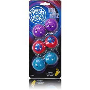 Fresh Kicks Foul Ballz (6 Pack) - Odor Deodorizer Balls for Shoes, Sneakers, Gym Bags and Lockers - Long Lasting Odor Eliminator and Air Freshener Twist Design