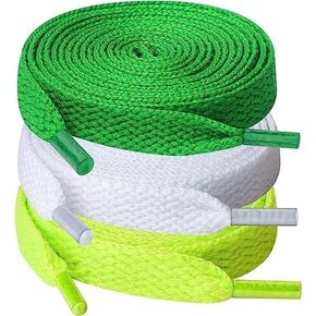 Qurvoo 3 Pairs Flat Shoelaces for Sneakers Multi Colors of Shoe Laces for Adults and Kids Solid Colorful shoestrings