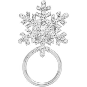 MANZHEN Delicate Clear Crystal Winter Snowflake Flower Magnetic Eyeglass Holder Christams Jewelry