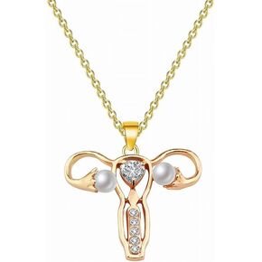 liveliwithmin Human Uterus Necklace Rhinestone Organ Shape Necklace Feminist Medical Symbol Female Organ Necklace Gynecologist Nurses'Day Gift