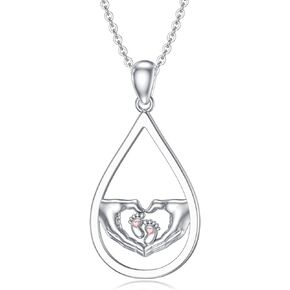 Mom to Be Gifts-Sterling Silver New Mom Necklace Gifts- Mommy Necklaces for Women,Baby Footprint Jewelry for Women Wife, Expecting Mom,Mother to be gifts first time,Mother's Day