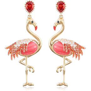 Pink Flamingo Dangle Earrings for Women Girls, Exaggerated Drop Earring, Glitter Dainty Red Rhinestone Acrylic Animal Bird Statement Cute Dangling Hanging Hypoallergenic Fashion Jewelry Valentine's in Kuwait