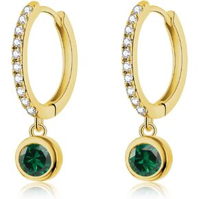 CiNily Small Dangle Hoop Earrings for Women Girls,14K White Gold Mini Huggie Hoop Earrings Hypoallergenic Diamond Drop Earrings Dainty Cute Cubic Zirconia Dangle Hoops Jewelry Gifts