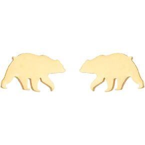 Minimalist Bear Small Little Stud Earrings for Women Teen Girls Cute Stainless Steel Mama Animal Cartilage Tragus Hypoallergenic Tiny Huggie Sleeper Studs Fashion Piercing Jewelry Birthday Mother's Day Gifts
