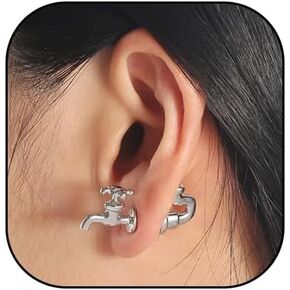 Creative Faucet Stud Earrings Vintage Punk Water Pipe Faucet Earrings Jewelry for Women Girls Men Gifts