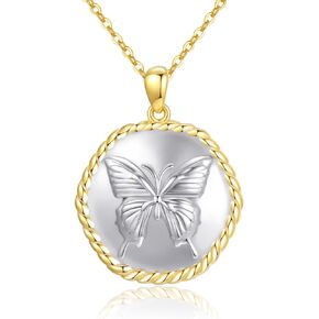 Butterfly Necklace for Women 925 Sterling Silver Butterfly Pendant Necklace with 18K Gold Plated Butterfly Jewelry Gifts for Women Wife Mother