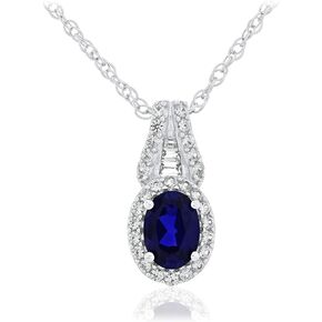 14K Yellow Gold Plated .925 Sterling Silver Oval Cut Birthstone & Created White Sapphire Pendant Necklace 18" or Dangle Earrings - Choice of Birthstone/Month
