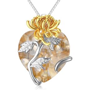 TOUPOP Birth Flower Necklace 12 Month s925 Sterling Silver Floral Pendant Necklaces with Heart Crystal Birthday Graduation Jewelry Gifts for Women Girls