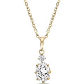 14K Yellow Gold Plated .925 Sterling Silver Oval Cut Birthstone & Created White Sapphire Pendant Necklace 18" or Dangle Earrings - Choice of Birthstone/Month