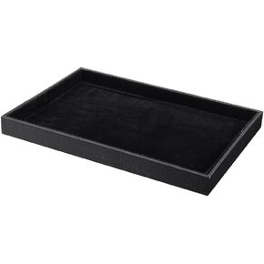 1 Piece Velvet Jewelry Display Tray Jewelry Viewing Tray Stackable Jewelry Tray Showcase Organizer Jewelry Display Empty Plate for Necklace Bracelet Ring Earring Watch, 13.8 x 9.4 Inch, Black