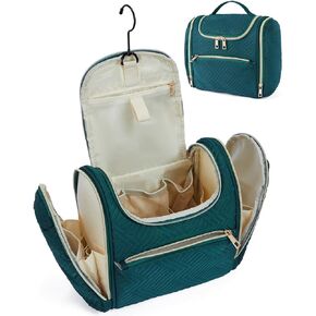 Telena Travel Essentials Toiletry Cosmetic Makeup Bag - Hanging Multifunctional Make Up Organizador,Water Resistant Accessories for Women,Portable Lightweight Toiletries kits,Large Capacity,Beige