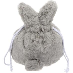 Lurrose Grey Fluffy Plush Bunny Storage Bags with Drawstring,10 x 7 inch Cosmetic Bag