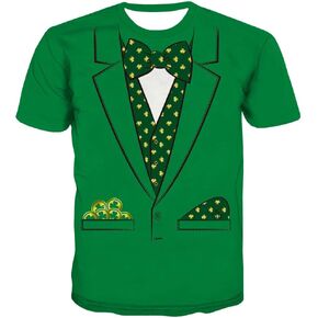 KYKU St Patricks Day Tshirt Men Leprechaun Costume Green Tuxedo T Shirt Irish Shamrock Clothing in Kuwait