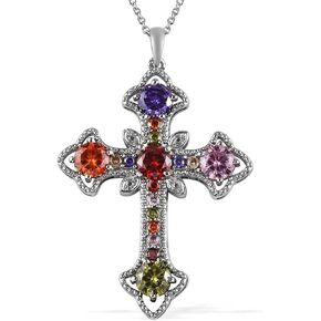Shop LC Cubic Zirconia CZ Stainless Steel Love Trust Faith Hope Cross Chain Pendant Necklace 20" Delicate Women Catholic Christian Religious Birthday Gifts for Women