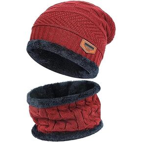 The Fashion Corner Winter Beanie Hats and Scarf Set Thick Warm Slouchy Beanies Hat Knit Skull Cap Neck Warmer