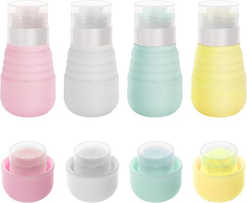 Travel Bottles for Toiletries, Minimalism Collapsible Tsa Approved 3oz Portable Travel Bottles, Silicone Squeezable Leak Proof Travel Size Containers, Travel Essentials with Clear Bag (4Pack) in Saudi Arabia