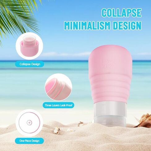Travel Bottles for Toiletries, Minimalism Collapsible Tsa Approved 3oz Portable Travel Bottles, Silicone Squeezable Leak Proof Travel Size Containers, Travel Essentials with Clear Bag (4Pack) in Saudi Arabia