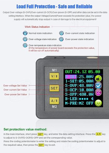 DPS5020 DC 6-60V to 0-50V 20A Constant DC DC Voltage Current Step-Down Power Supply Module Buck Voltage Converter Voltmeter Support Android Phone PC Communication(DPS5020-USB-BT) in Saudi Arabia