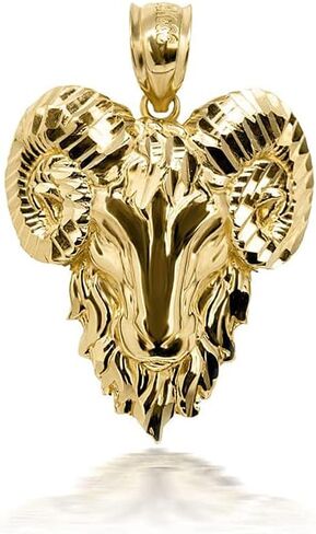 Animal Kingdom 14k Gold Aries Zodiac Sign Ram Head Necklace Pendant in Saudi Arabia