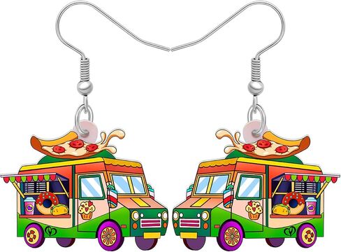 Acrylic Funny Heart Donuts Car Earrings Food Truck Dangle Novelty Gifts for Women Girls Charms Jewelry in Kuwait