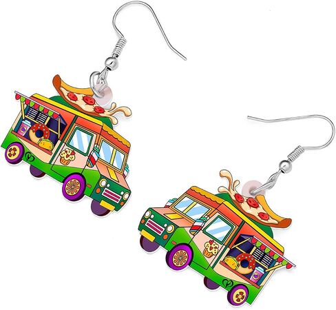 Acrylic Funny Heart Donuts Car Earrings Food Truck Dangle Novelty Gifts for Women Girls Charms Jewelry in Kuwait
