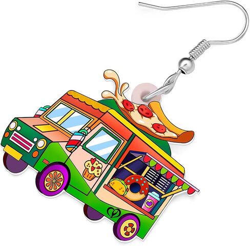 Acrylic Funny Heart Donuts Car Earrings Food Truck Dangle Novelty Gifts for Women Girls Charms Jewelry in Kuwait