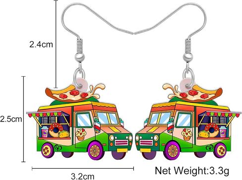 Acrylic Funny Heart Donuts Car Earrings Food Truck Dangle Novelty Gifts for Women Girls Charms Jewelry in Kuwait