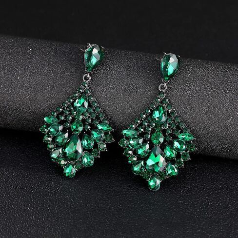 Meztole حجر الراين بيان الأقراط خمر يتوهم العنقودية كريستال قطرة تتدلى القرط بريق الثريا أقراط للنساء الفتيات وصيفه الشرف مجوهرات الزفاف اكسسوارات in Saudi Arabia