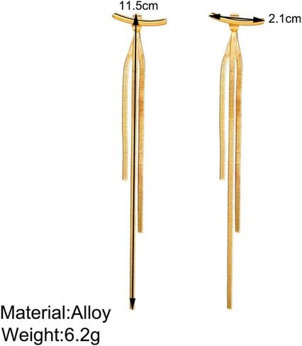 أقراط ذهبية طويلة شرابة بسيطة سلسلة شرابة متدلية أقراط عصرية سلسلة معدنية مجوهرات للنساء والفتيات in Kuwait