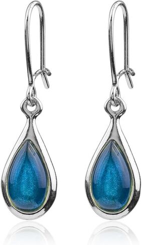 Blue Amber Sterling Silver Small Tiny Tear Drop Earrings in Saudi Arabia