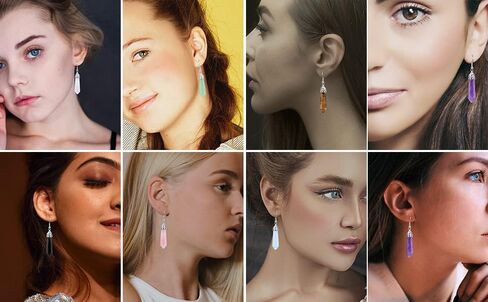 Jovivi 3Pairs Healing Crystals Earrings Sets for Women Girls Natural Real Amethyst Rose Quartz Stone Healing Hexagonal Points Crystal Chakra Dangle Earrings in Saudi Arabia
