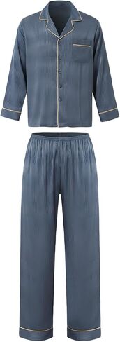 طقم بيجامات رجالي بأكمام طويلة من الحرير خفيف الوزن in Kuwait