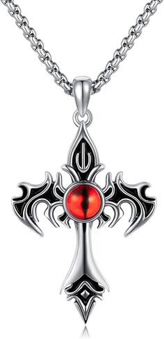 VENACOLY القوطية الصليب قلادة الفضة الاسترليني الشر العين الصليب قلادة القوطي المجوهرات هدية للرجال in Kuwait