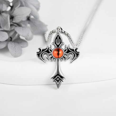 VENACOLY القوطية الصليب قلادة الفضة الاسترليني الشر العين الصليب قلادة القوطي المجوهرات هدية للرجال in Kuwait