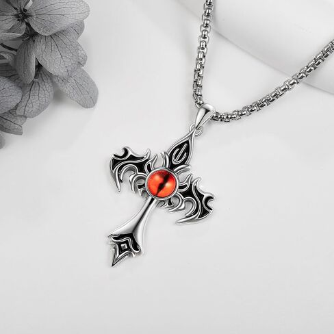 VENACOLY القوطية الصليب قلادة الفضة الاسترليني الشر العين الصليب قلادة القوطي المجوهرات هدية للرجال in Kuwait