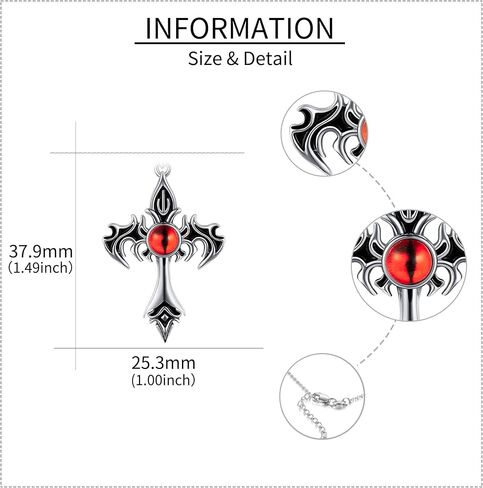 VENACOLY القوطية الصليب قلادة الفضة الاسترليني الشر العين الصليب قلادة القوطي المجوهرات هدية للرجال in Kuwait