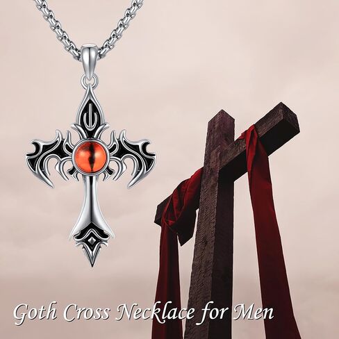 VENACOLY القوطية الصليب قلادة الفضة الاسترليني الشر العين الصليب قلادة القوطي المجوهرات هدية للرجال in Kuwait