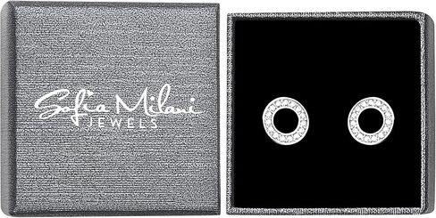 SOFIA MILANI - Women's Earrings 925 Silver - with Zirconia Stones - Circle Stud Earrings - 20312 in Kuwait