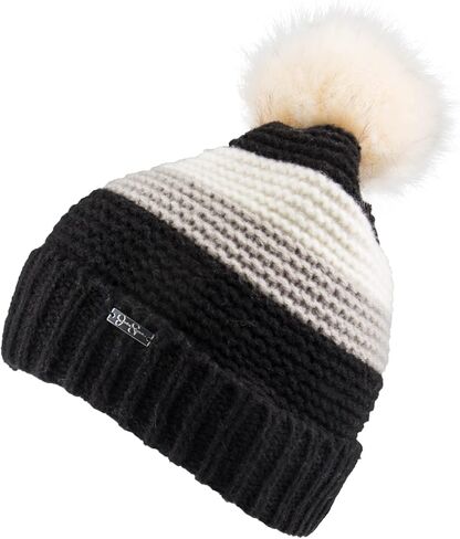 Jessica Simpson womens Striped Beanie With Fur Pom Beanie Hat in Saudi Arabia