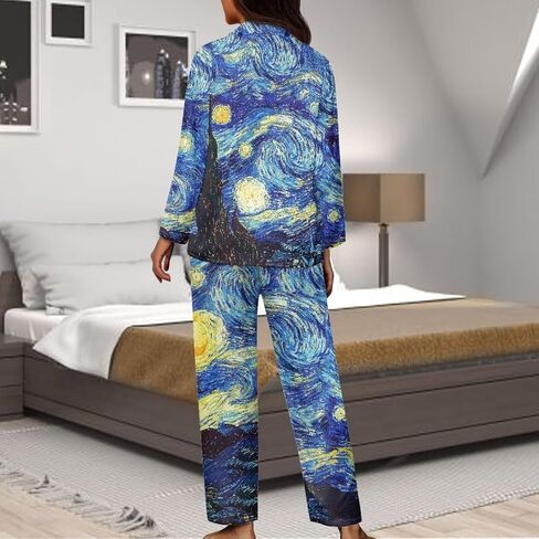 Women's Pajama Sets Night Shirts for Women Sleepwear Casual Lapel Pjs Set Soft Button Down Pjs for Women Set Gifts in Saudi Arabia