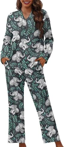 Women's Pajama Sets Night Shirts for Women Sleepwear Casual Lapel Pjs Set Soft Button Down Pjs for Women Set Gifts in Saudi Arabia