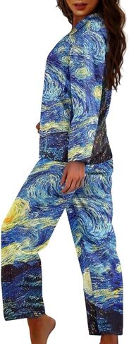 Women's Pajama Sets Night Shirts for Women Sleepwear Casual Lapel Pjs Set Soft Button Down Pjs for Women Set Gifts in Saudi Arabia