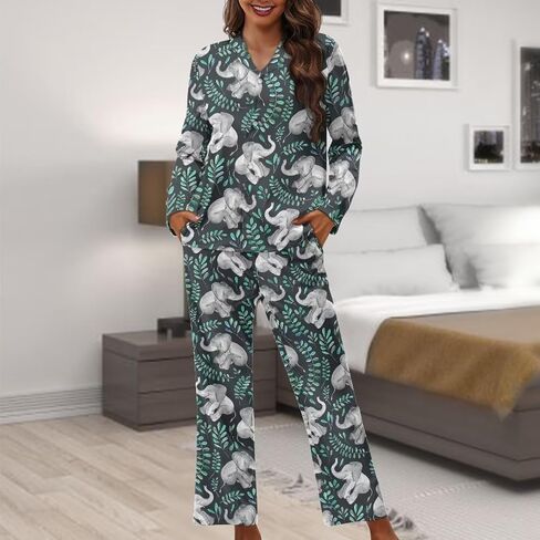 Women's Pajama Sets Night Shirts for Women Sleepwear Casual Lapel Pjs Set Soft Button Down Pjs for Women Set Gifts in Saudi Arabia
