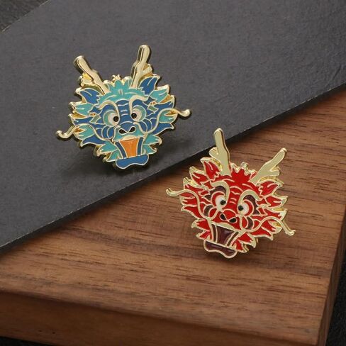4pcs Dragon Head Brooch Pin Set Cartoon Dragon Animal Lapel Pin Chinese Zodiac Dragon Badges for Women Girls Clothing Decors Fashion Bag Hat Jacket Accessories in Kuwait