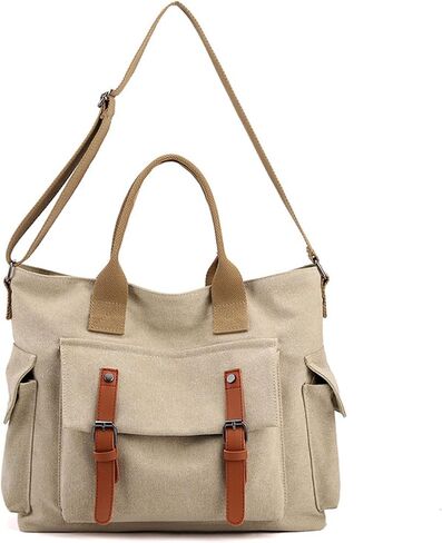 Canvas Messenger Bag Vintage Crossbody Shoulder Hobo Bag with Pockets Unisex Medium Size Tote Purse in Kuwait