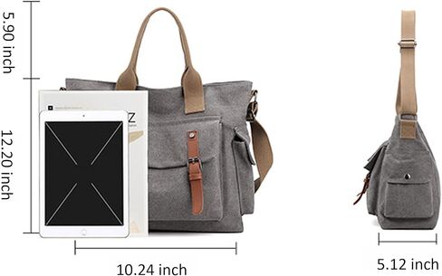 Canvas Messenger Bag Vintage Crossbody Shoulder Hobo Bag with Pockets Unisex Medium Size Tote Purse in Kuwait